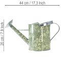 Metall Gießkanne Vintage Look Grün Silber mit Blumenmuster - Dekorative Pflanzkanne Ø18cm | Floristik24.de