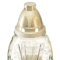 Grablicht Glas Vase Retro Grablaterne Klar Weiß Gold Ø11cm H26,5cm | Floristik24.de