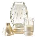 Grablicht Glas Vase Retro Grablaterne Klar Weiß Gold Ø11cm H26,5cm | Floristik24.de