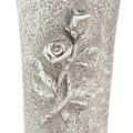Grabvase Grau Vase zum Stecken mit Rosen Motiv H26cm 2St | Floristik24.de