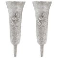 Grabvase Grau Vase zum Stecken mit Rosen Motiv H26cm 2St | Floristik24.de