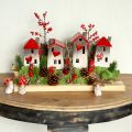 Floristik24 Romantische Keramik-Häuser mit Herzmotiv – Rot & Naturtöne, 11cm – Liebevoll gestaltete Winterdeko – 3 St