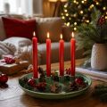 Kerzenteller Adventskranz grün mit vier Kerzenhaltern 24cm | Floristik24.de