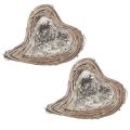 Floristik24 Pflanzherz Rattan Reben Natur Weiß 20cmx24cmx6cm 2St
