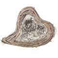 Floristik24 Pflanzherz Rattan Reben Natur Weiß 20cmx24cmx6cm