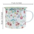 Pflanztasse Rosen Emaille Deko Tasse mit Henkel Weiß Ø9,5cm | Floristik24.de
