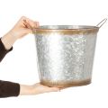 Pflanztopf mit Griffen, Deko-Schale Rostdeko, Metallgefäß Silbern Ø26cm H25,5cm | Floristik24.de