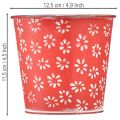 Übertopf Rot Weiß Blumentopf geblümt Metall Ø12,5cm H11,5cm | Floristik24.de
