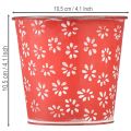 Übertopf Rot Weiß Mini-Blumentopf geblümt Metall Ø10,5cm H10,5cm | Floristik24.de