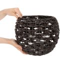 Windlicht geflochten Schwarz, Braun Sommerdeko Ø31cm H25cm | Floristik24.de